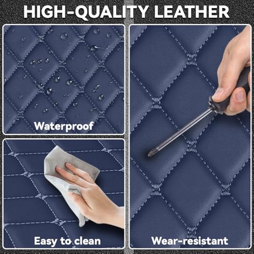 Car Floor Mats Fit for Dodge Dart 2013-2016 All Weather Durability Leather Car Floor Mats, Skidproof Pedal, Waterproof, Wear-reistant(Blue Beige) - color: Blue