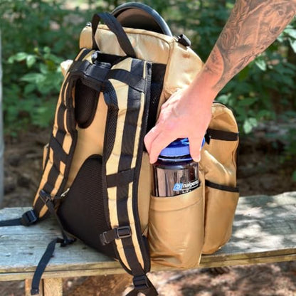 Discology Disc Golf OG V3 Disc Golf Bag | 26+ Disc Capacity | Premium Disc Golf Backpack Bag | Tough, Durable Design | 2 Large Top and Side Compartments | Top Patch Panel with Three Patchs Included
