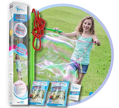 WOWmazing Giant Bubble Wands Kit: (4-Piece Set) | Incl. Wand, Big Bubble Concentrate and Tips & Trick Booklet | Outdoor Toy for Kids, Boys, Girls | Bubbles Made in The USA - style: Kit