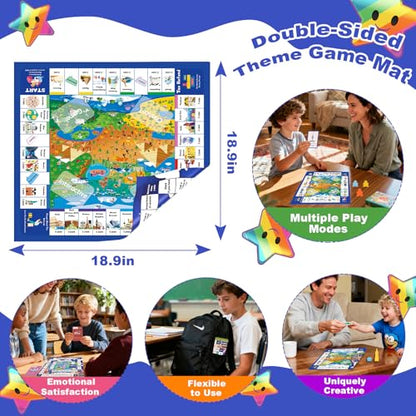 Card Board Game for Kids, Adult Card Games for Families, Interactive Double Sided Board 290 Cards 2+ Players Fun Cards for Game Night Party Travel Games for Kids Ages 6+