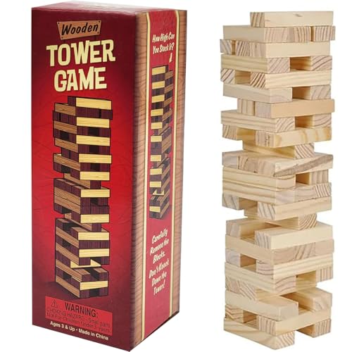 The Dreidel Company Wooden Blocks Stacking Tumbling Tower Game, Pull, and Tumble Blocks, Sensory Learning, Game Night, 6" Inches (2-Pack) - size: 2-Pack