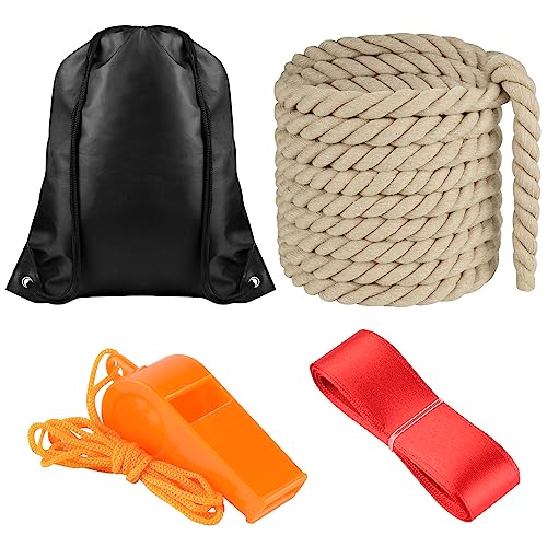 NEBURORA 20FT Tug of War Rope for Adults Outdoor Games Field Day Family Reunion Summer Outside Yard Backyard Lawn Camping Picnic Carnival Party Games Khaki - color: Khaki