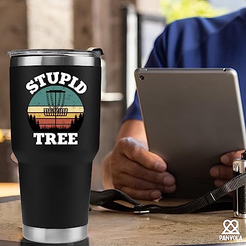 Panvola Stupid Tree Funny Disc Golf Player Vacuum Insulated Tumbler Retro Stainless Steel With Removable Lid Drinkware (30 oz) - style: 30 oz
