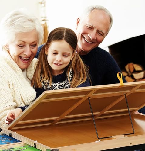 Puzzle Table with Drawers and Folding Metal Legs, 1500 Pieces Portable Puzzle Board with Cover, No Assembly Required, 3 Adjustable Tilting Angles, Easy to Move, Birthday Gift for Mom Seniors