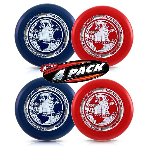 Whamo-O Frisbee - World Class Frisbee - 9.25" Sport Flying Disc 119G - Lightweight - Durable Flying Disc Toys for School, Game Prizes, Party, Indoor & Outdoor Game - style: 4 PACK ( RED + BLUE )