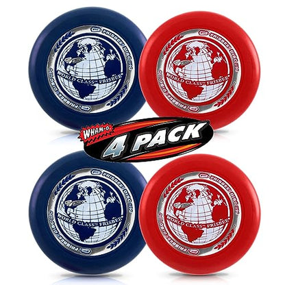 Whamo-O Frisbee - World Class Frisbee - 9.25" Sport Flying Disc 119G - Lightweight - Durable Flying Disc Toys for School, Game Prizes, Party, Indoor & Outdoor Game - style: 4 PACK ( RED + BLUE )