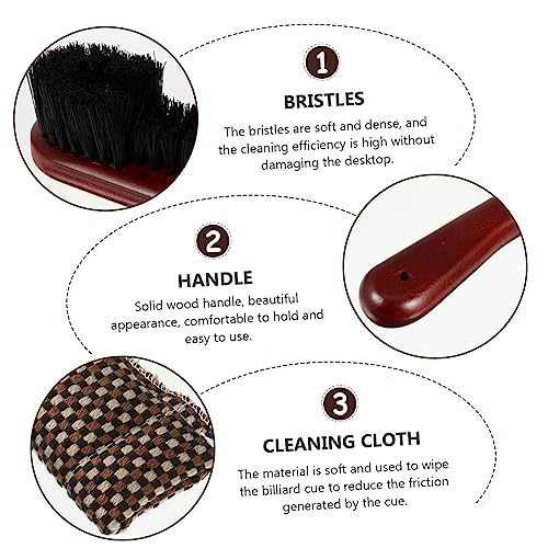 Billiard Table Rail Brush Set Half-Cut Bristle Cleaning Tool for Pool Tables Sturdy Wood Handle for Home and Professional Use