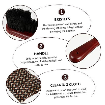 Billiard Table Rail Brush Set Half-Cut Bristle Cleaning Tool for Pool Tables Sturdy Wood Handle for Home and Professional Use