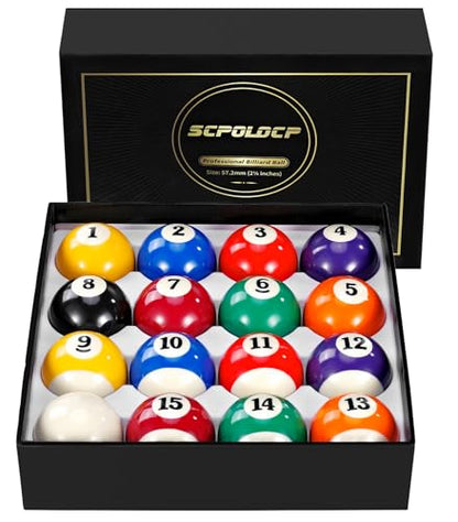 Pool Balls Billiard Set – 16 Regulation Billiard Balls for Pool Table, Pool Table Balls Set, Billiards Accessories for Home or Club Play