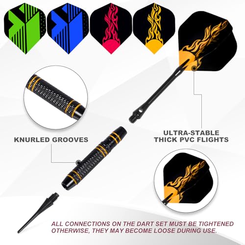 Darts Plastic Tip, Professional Soft Dart Tip Set, 12Pcs 18Gram with 120 Extra Tips, 6 One-Piece Dart Wings, Flight Protector, Tool Wrench, Storage Case, Plastic Darts for Electronic Dart Board