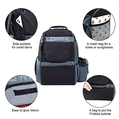 Disc Golf Bag, Multiple Storage Pockets Shuttle Disc Golf Bags Backpack, Lightweight Durable Easy to Carry Disc Golf Backpack with 20+ Disc Capacity for Beginner, Hobbyist, Adults