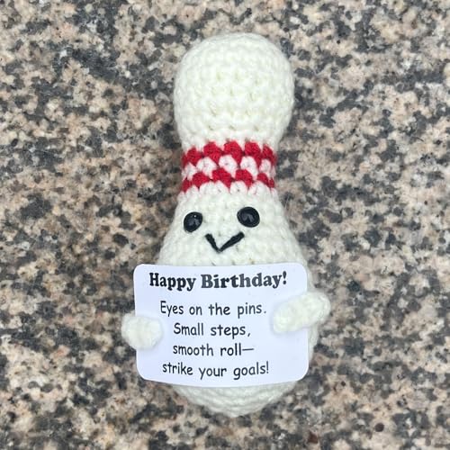 Bowling Accessories Crochet Gifts, Emotional Support Bowling Pin Office Desk Decor Decorations for Women Men (Happy Birthday) - style: Happy Birthday