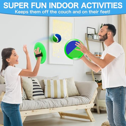 Outdoor Toys for Kids Ages 4-8, Outside Game for 3 4 5 6 7 8 -12 Year Old Boys Girls, Catch Ball Toss Game for Beach, Pool, Yard- Toddlers Birthday Gifts Easter Basket Stuffers(4Pcs Green Paddles) - style: 4 Paddles 4 Balls