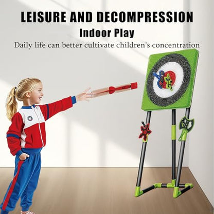 Axe Throwing & Lawn Dart Game Set with 6 Darts (2 Axes+2 Six-Star + 2 Throwing), Foldable Frame, Backyard, Camping, Games, Indoor/Outdoor Fun for Kids & Adults Blue-Round