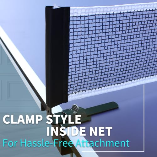 8ft Mid-Size Table Tennis Table Foldable & Portable Ping Pong Table Set for Indoor Games with Net, 2 Table Tennis Paddles and 3 Balls - style: 9ft Mid-Size
