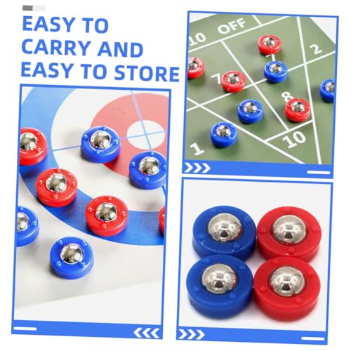 SUPVOX 20pcs Mini Tabletop Shuffleboard Beads Set Blue Red Pucks for Curling and Sliding Games Easy Setup Compatibility for Indoor Fun