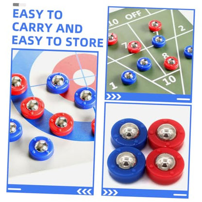 SUPVOX 20pcs Mini Tabletop Shuffleboard Beads Set Blue Red Pucks for Curling and Sliding Games Easy Setup Compatibility for Indoor Fun