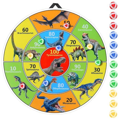30 Inch LED Dart Board Kids Game,12PCS Sticky Balls,Indoor/Outdoor Sports Carnival Games Yard Party, Suitable for 3 4 5 6 7 8 9 10 Years Old Boys and Girls Birthday Gifts Dinosaur Toys