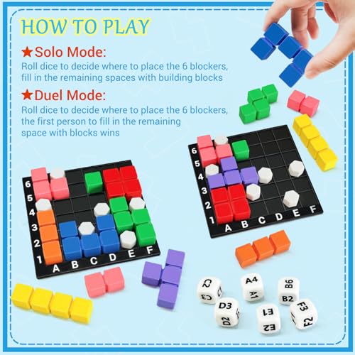 STEM Puzzle Game The Brain Square with 160000+ Solutions Pattern Matching Blocks Brain Teaser Toy Roll Dice & Race Your Opponent to Fill Grid Travel Game for Kids & Teens Back to School Birthday Gift - color: 2_player