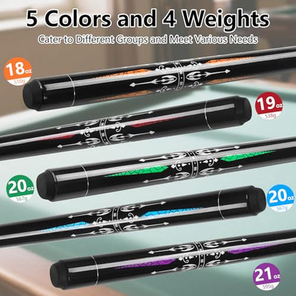 Pool Cue, 58" Billiard Cue Stick 2-Piece Maple Wood Pool Cue Stick 18 19 20 21oz for Bar House Pool Table Sports - color: Set of 5