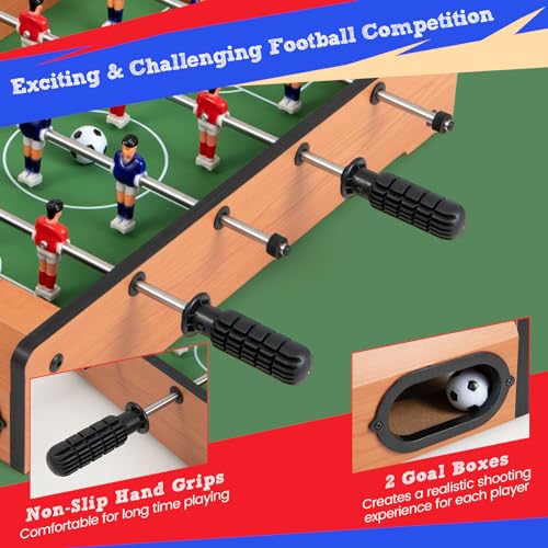 GLACER 20 Inch Foosball Table, Wood Indoor Soccer Table with 2 Footballs & Score Keepers, Portable Tabletop Soccer Game Set, Mini Foosball Table for Home, Game Room, Party, Kids & Adults