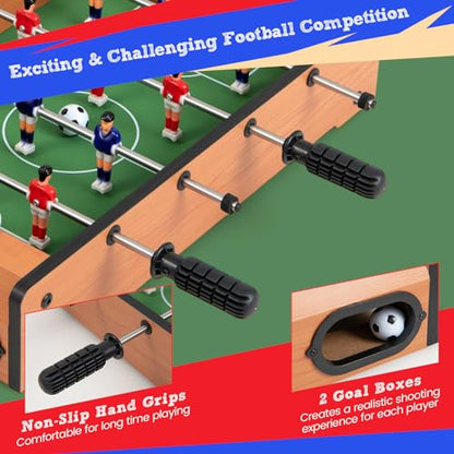 GLACER 20 Inch Foosball Table, Wood Indoor Soccer Table with 2 Footballs & Score Keepers, Portable Tabletop Soccer Game Set, Mini Foosball Table for Home, Game Room, Party, Kids & Adults