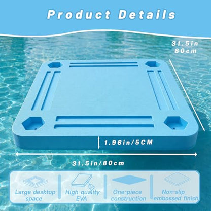 TheClouds Floating Mahjong Table for Pool, 31.5" x 31.5" Waterproof Mahjong Table, Floating Mahjong Board & Game Tray forHot Tub, Outdoor Party, Card Games, Poker & Scrabble,Blue - color: Blue