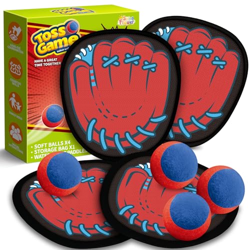 SpringFlower 4 Pack Catch and Toss Game, Toddler Catch Ball Game Set, Kids Baseball Beach Outdoor Pool Game Toy for Kids, Boys & Girls Toy for Kids Toddlers, Fun Idea Gift - style: Red