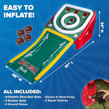 NSG Playland Inflatable Outdoor Toys, Backyard Party Carnival Game for Kids & Family, Basketball Hoop, Arcade Toss Game