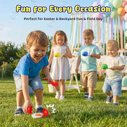 LovesTown Egg Spoon Race Game Set for Outdoor Yard Party Favors, Wooden Balance Relay Games for Kids & Family Activity Carnival Birthday Granny Pants Yard Limbo Field Day Party Game - size: Small