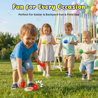 LovesTown Egg Spoon Race Game Set for Outdoor Yard Party Favors, Wooden Balance Relay Games for Kids & Family Activity Carnival Birthday Granny Pants Yard Limbo Field Day Party Game - size: Small