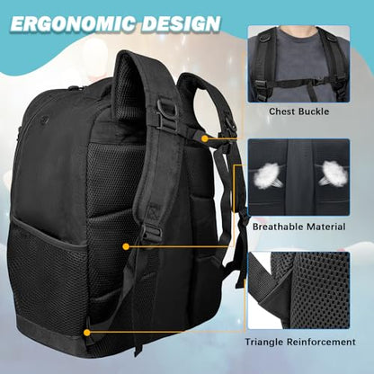 WOLT Bowling Ball Bag,2 Ball Bowling Backpack with Protective Foam Padded & Shoe Compartment Fits Up to Mens Size 16 - color: Black