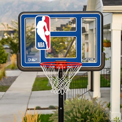 Lifetime NBA League Edition Portable Basketball Hoop, Adjustable Height 7.5-10 Ft, 44 Inch Shatterproof Fusion Backboard, Base with Wheels - color: All NBA