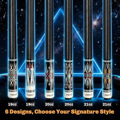 Professional Pool Cue Stick with Hard Case, 58" Canadian Maple Billiard Cue & 12.5mm Multi-Layer Rainbow Tip, Pool Cue Set with 3 Accessories, 19/20/21oz Billiard Stick (Selectable) - size: 20oz, style: Style 2