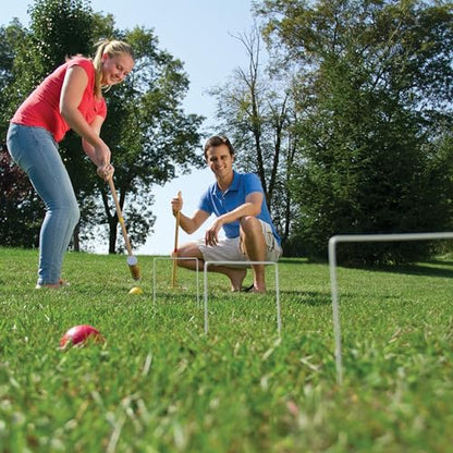 Wild Sports Croquet Set for 6 Players - Includes 6 Mallets, 6 Balls, 2 Stakes, 9 Wickets, Storage Bag - All Ages - Outdoor