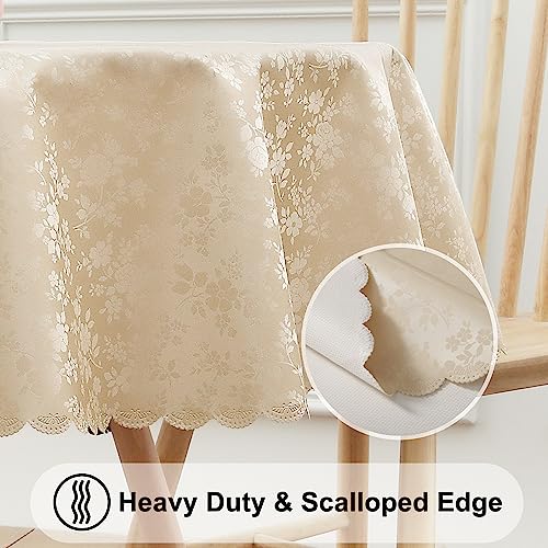 Smiry Round Table Cloth, Waterproof Heavy Duty Vinyl Tablecloths, Wipeable Washable Table Cover for Kitchen and Dining Room (Beige, 60" x 60") - color: Beige, size: 60 in