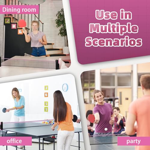 Sportout Retractable Ping Pong Net – 72-Inch Table Tennis Net with Secure Clamps | Portable Design for Universal Table Compatibility - color: Pink