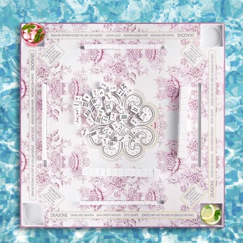 32x32 Inch Large Floating Mahjong Table for Swimming Pool Hot Tub Float Board for Mahjong Card Games Dominoes Poker Pool Game Tray for Adults Summer (Pink) - color: Pink