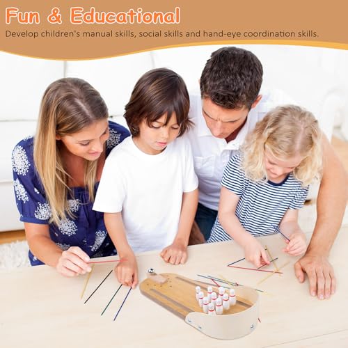 Table Top Mini Bowling Game Set, Tabletop Wooden Tiny Bowling Set for Home Office Desk Stress Relief Gadgets, White Elephant Gifts Prank Gag Gifts for Men Women Teens Kids