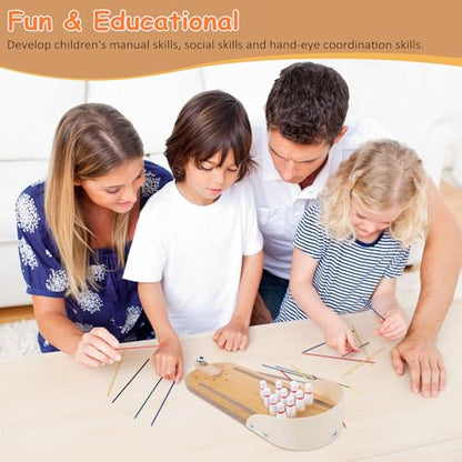 Table Top Mini Bowling Game Set, Tabletop Wooden Tiny Bowling Set for Home Office Desk Stress Relief Gadgets, White Elephant Gifts Prank Gag Gifts for Men Women Teens Kids