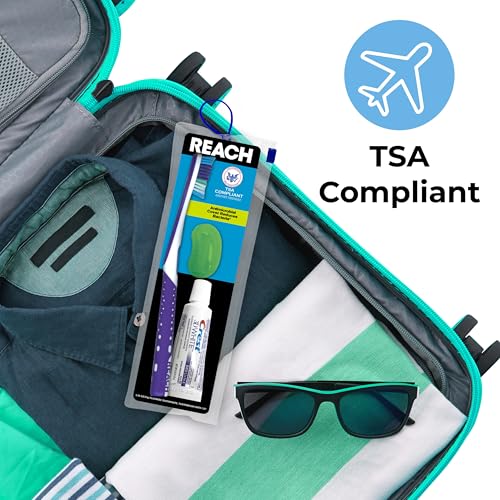 Reach Ultraclean Travel Kit Toothbrush with Toothbrush Cap and Toothpaste, Multi-Angled, Soft Bristles, TSA-Airport Friendly, Resealable, Portable and Reusable Bag - size: 1 Count (Pack of 1)