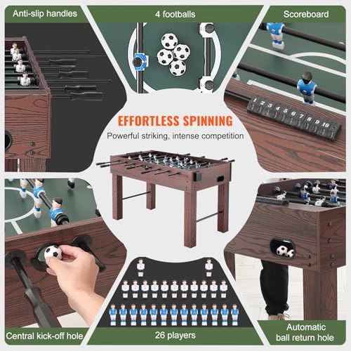 Happybuy Foosball Table, 55-inch Standard, Indoor Full Size for Home, Family, Game Room, Set with 4 Balls, 2 Cup Holders