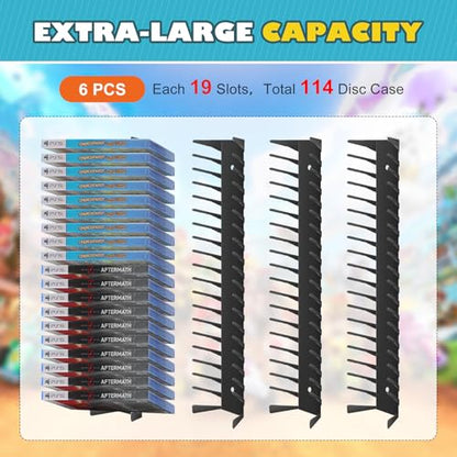 Video Game Storage Wall Mount - 6PCS Heavy-Duty Metal Game Case Holder Media Storage Shelves for PS, Xbox, DVD, Switch Game Organizer Display Stand, Holds up to 114 - size: 6-Pack