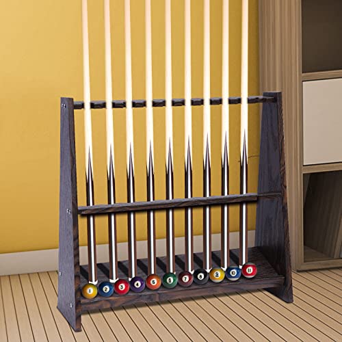 Pool Stick Holder, Pool Cue Holder, Billiard Cue Rack, Wooden Pool Stick Stand, Pool Cue Rack, Raised Base, Holds 10 Pool Sticks, For Indoor Living Rooms, Bars, Pavilions, Entertainment Parties