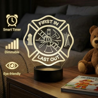 Firefighter Gifts, Fireman Night Light | 16 Colors Changing Dimmable Timer USB Lamp, Fire Fighter Badge Gifts for Men Birthday Fathers Day Graduation Xmas - color: Firefighter