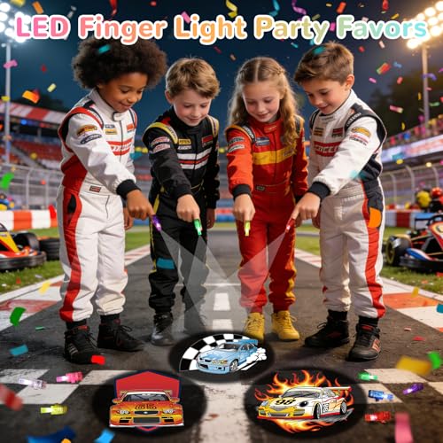 36 Pack Race Car Party Favors LED Finger Lights, Lightning Racing Inspired Birthday Party Goodie Bag Stuffers, Classroom Treasure Box Rewards, Party Supplies for Boys & Girls - style: Race Car