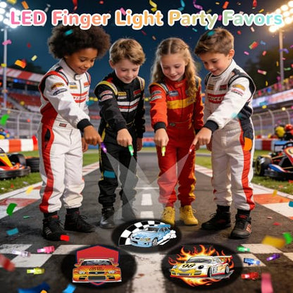 36 Pack Race Car Party Favors LED Finger Lights, Lightning Racing Inspired Birthday Party Goodie Bag Stuffers, Classroom Treasure Box Rewards, Party Supplies for Boys & Girls - style: Race Car