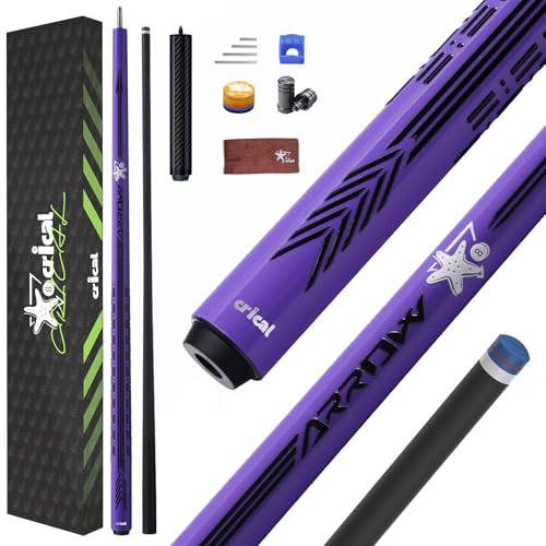 CRICAL Carbon Fiber Pool Cue Stick - 58" Low Deflection Professional Pool Cue with Pro Taper Shaft, 3D Anti-Slip Wrapless Grip, 12.5mm Tip & 3/8x8 Joint Billiard Stick for Enhanced Control & Accuracy - color: CL-PD- Set Purple