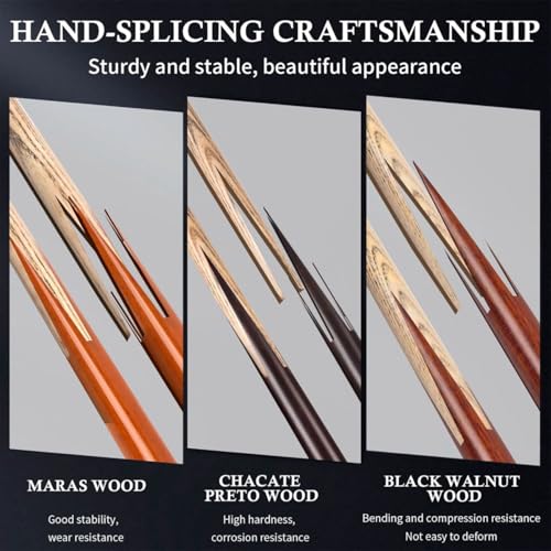Kmise 57 inch Pool Cue, 19oz Cue Stick with 9.5mm Professional Tip, Handcraft, Made of Chacate Preto Wood, Bar or House Use for Men or Women, Pool Sticks for Adults (3 Sets)