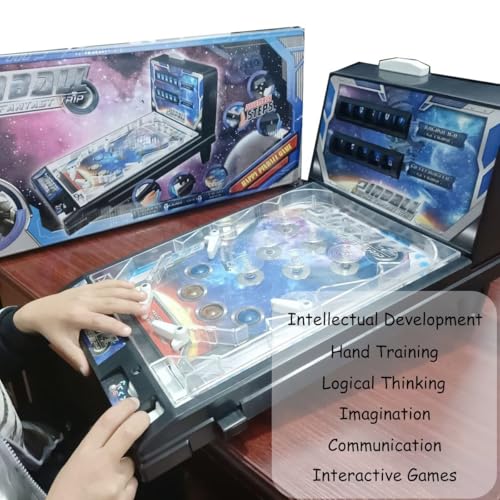 Pinball Machine, Electronic Pinball Ball Shooting Game, Desktop Puzzle Pinball Toys with Light and Sound Effects, Digital-Counter, Birthday Party Gift